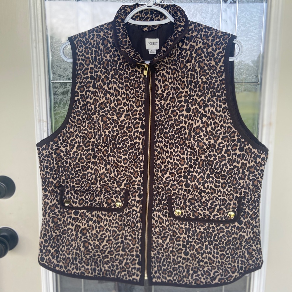 J Crew puffy Leopard Vest